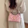 Women's Large-Capacity Color-Block Tote Bag with Cute Print