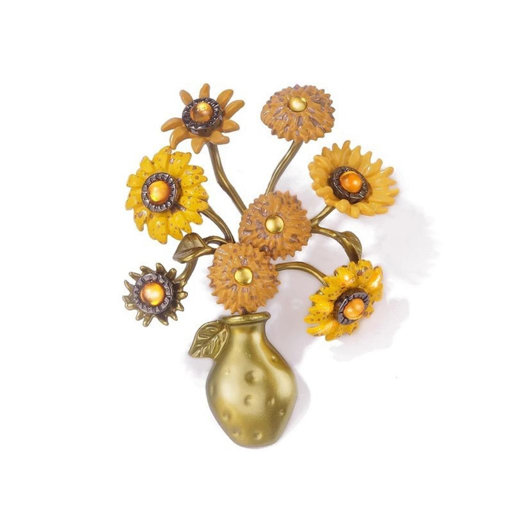 Pearl Brooch with Wheat Spike Design for Women Suit Lapel Pin High-Quality Alloy Material Unique Floral Vase Shape Accessory for Jackets Shirts