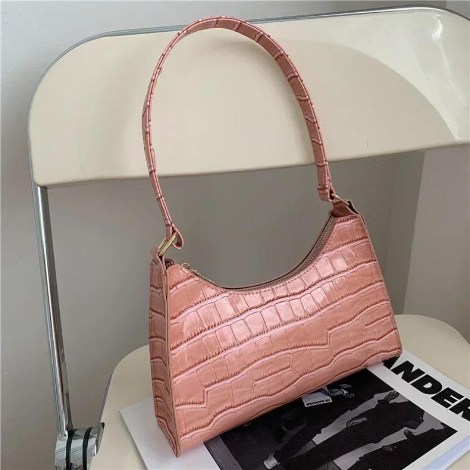 1 Pcs Underarm Bag Retro Casual Women Handbag Leather Solid Color Bag Fashion Exquisite Shoulder Bags for Women Pattern