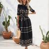 National Style Soft Dress Women's Clothing Half-Length Sleeve Printing Summer