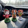 Festliche Auto-Innenraum-Accessoires Solarbetriebenes tanzendes Ornament, Kreative Armaturenbrett-Weihnachts-Cartoonfigur für den Weihnachtsmann Auto-Dekoration,