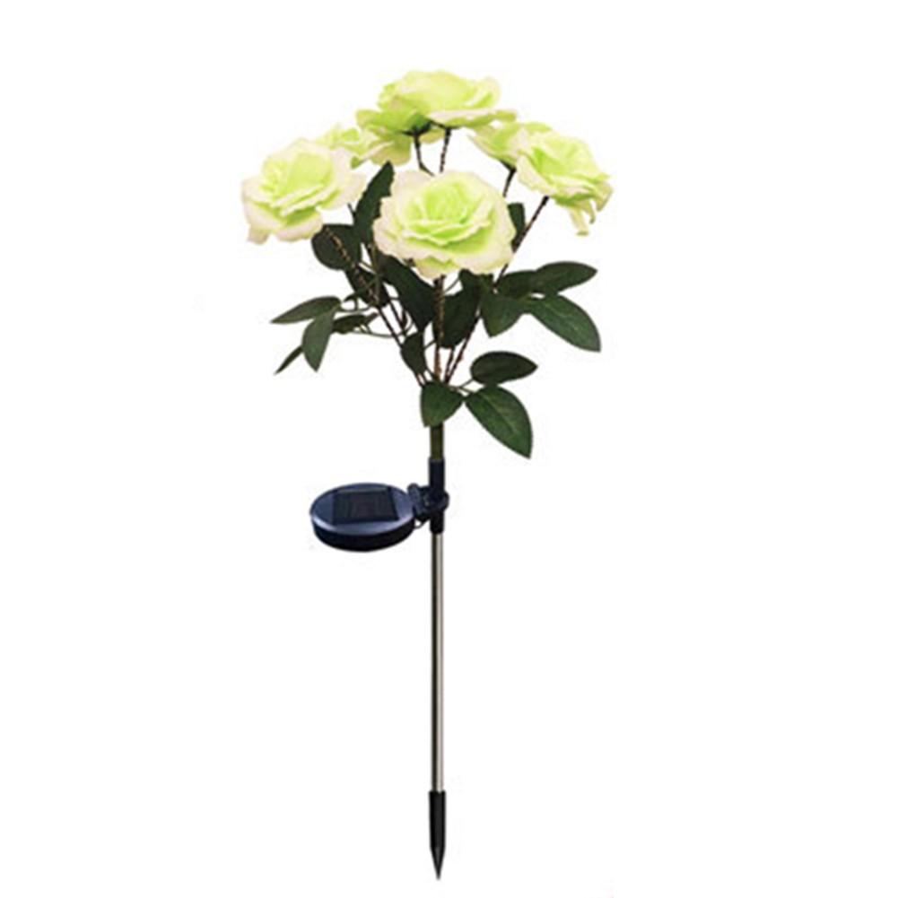 

1 пучок 7 головок солнечный симуляция розы садовый светильник светодиодный вставляемый в землю декор зелёный