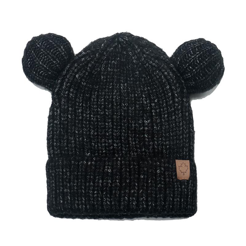 Children's knitted hat cute bear ears wool hat Korean version Japanese thermal ear protection pullover hat for children
