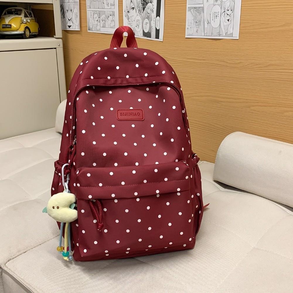 Large Capacity Polka Dot Backpack Dual-Shoulder School Bags Travel Backpack  Students