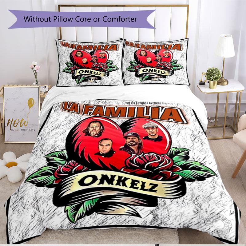 3pcs Duvet Cover Set (1*Duvet Cover + 2*Pillowcase, Without Core), Bohse Onkelz Print Soft All‑Season Bedding Set, Home Bedroom Decor Gift