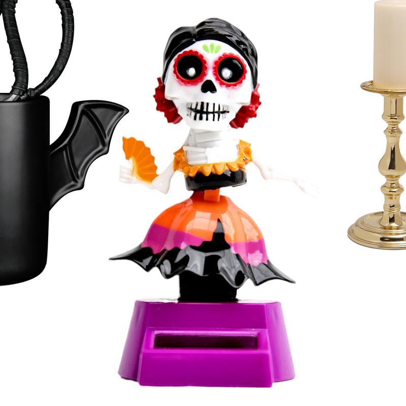 

Skull Bobble Head For Car Bobbing Heads Ornaments Solar Skull Doll Auto Dash Skeleton Doll Exquisite Desktop Fun Figurines For China Mainland