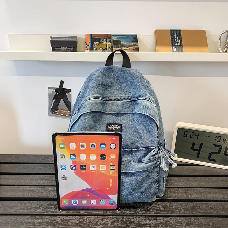 College Style Couple Student Schoolbag Denim Lightweight Backpack