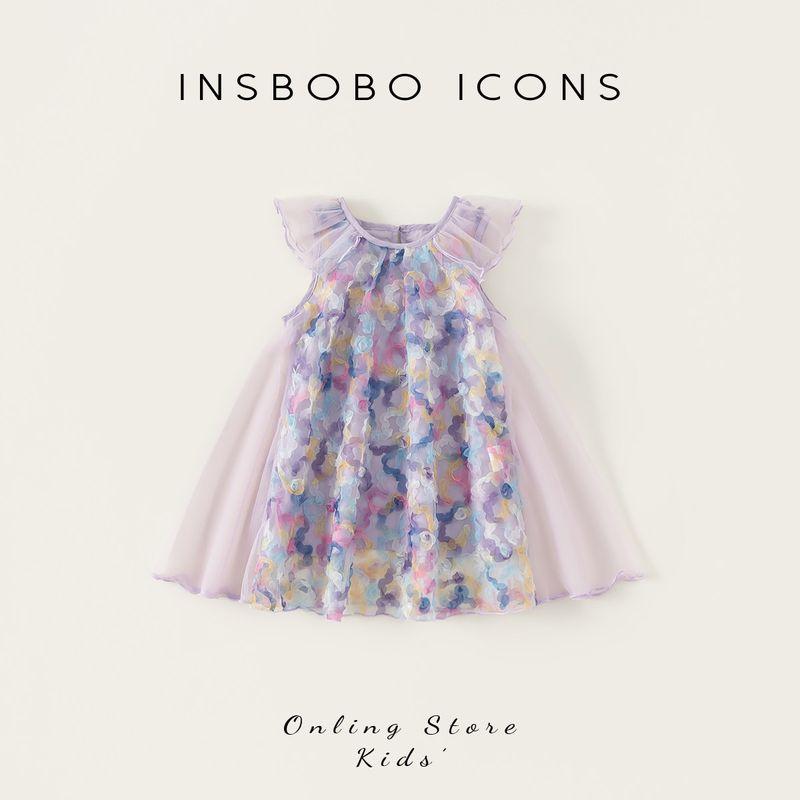 Insbobo Girls  Dress 2026 Summer New Style Baby Girl Dress Children s Princess Dress Baby Summer Dress Fashionable Purple 100