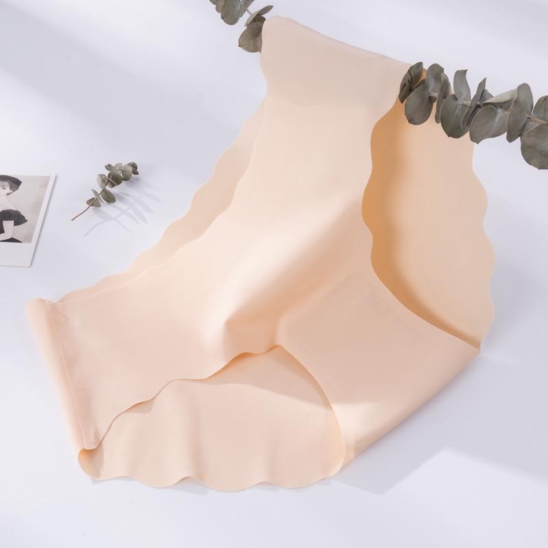 Ice Silk Seamless Breathable Mid-waist Underwear Panties for Women Wave-like Hip-lifting and Tummy-controlling Sexy Panties Briefs