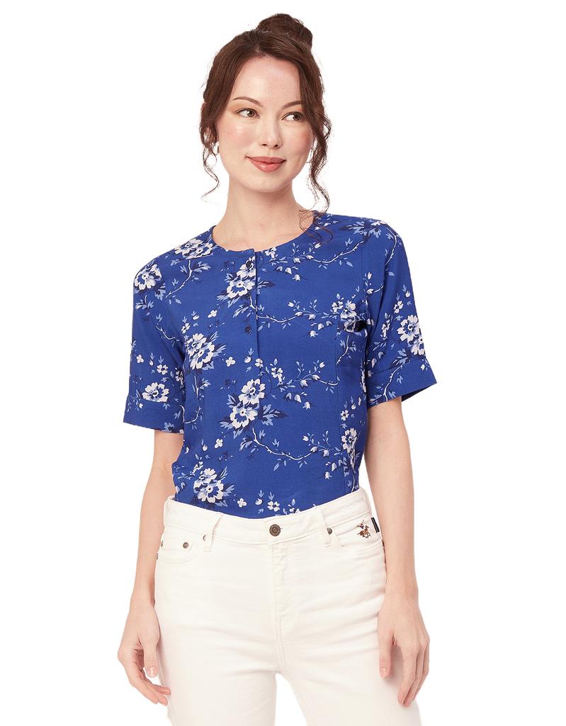 Moomaya Women's V-Neck Printed Tunic Top – Lightweight Rayon Long Sleeve Summer Top - View #5