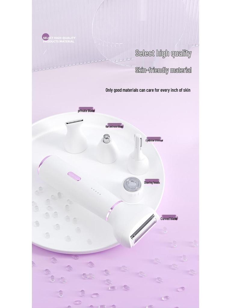 Elektrischer 5-in-1-Rasierer für Damen: Multifunktionale Haarentfernung für Achseln, Beine und den Intimbereich