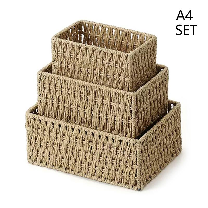 Coș de depozitare din ratan în stil japonez, pentru bucătărie, fructe, mâncare, pâine, diverse, organizator, ratan, picnic, cutie de depozitare