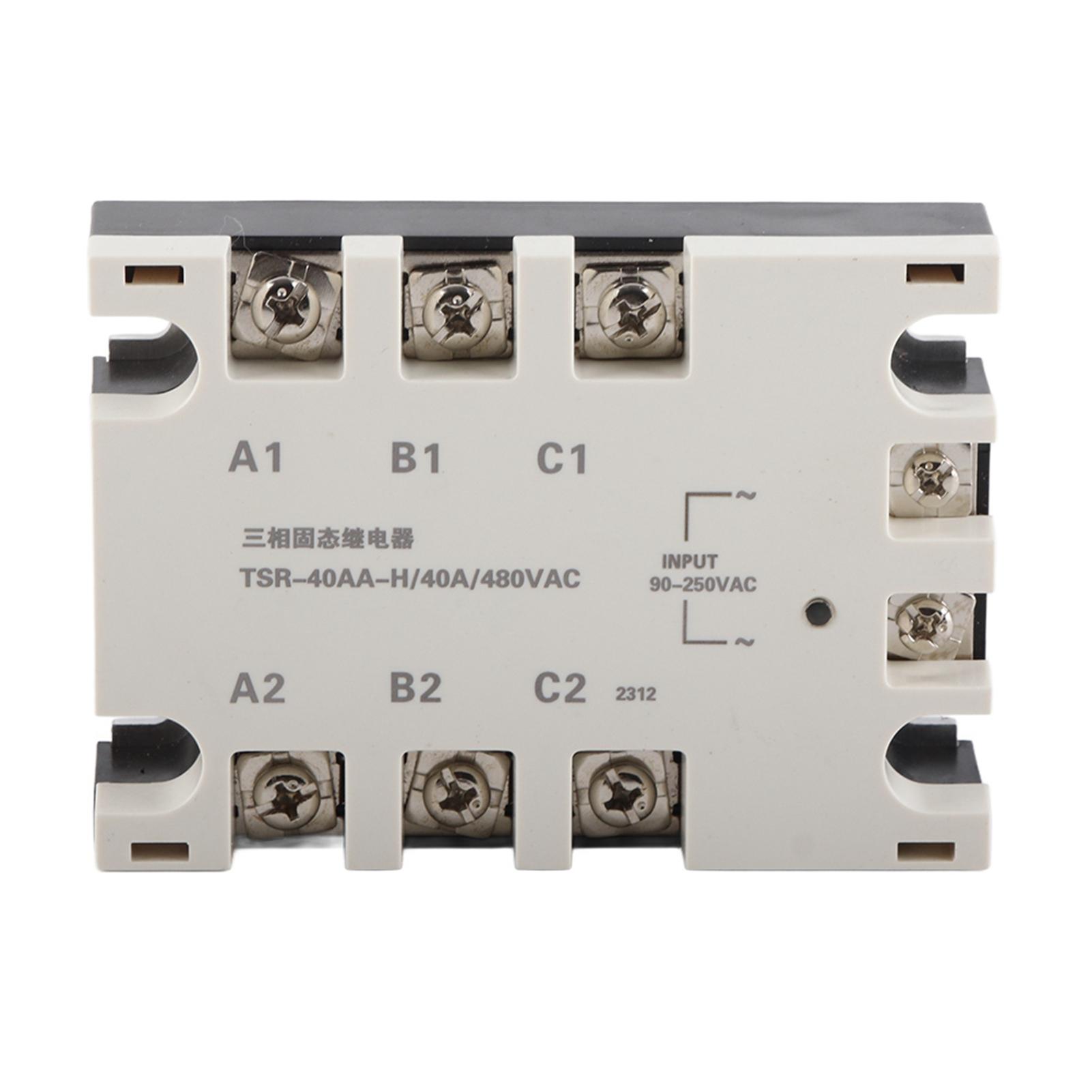 

3 Phase 40A AC AC Solid State Relay SSR Input 90250VAC Load 24480VAC TSR40AA H