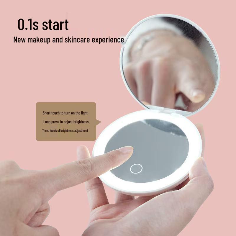 Portable Smart LED UV Detection Makeup Mirror - Handheld Beauty Mirror