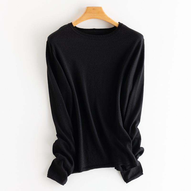 

Женский трикотаж Yu Yue Chunqiu из 100% шерсти с круглым вырезом, мягкий базовый слой M (170g)