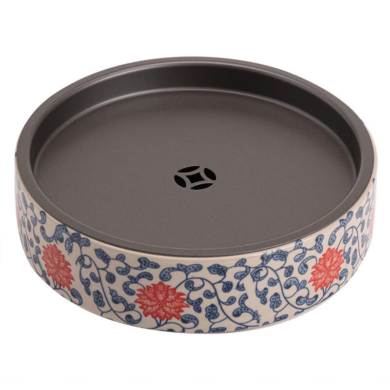 Ceramic Gongfu Tea Tray with Blue & White Floral Design