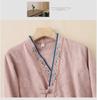 Damen Retro Chinesisch Besticktes Baumwoll-Leinen Langarm Hanfu Hemd