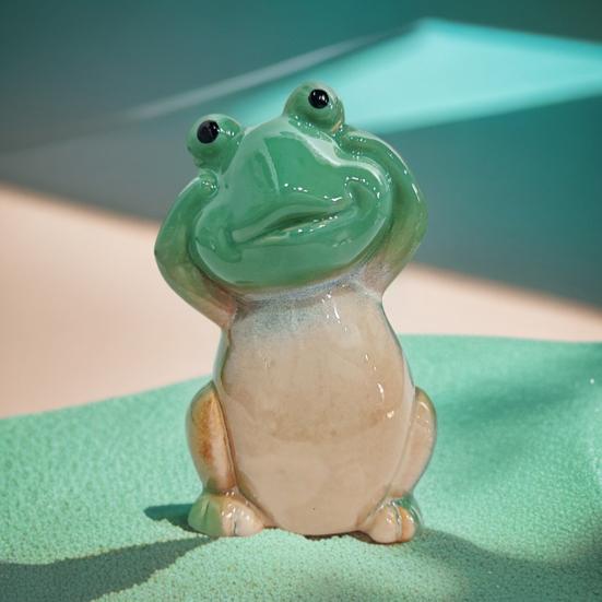 Yousheng 1/2Pcs Cartoon Green Ceramic Frog Toilet Bolt Covers Easy Installation Animal Theme Decor Bathroom Ornament