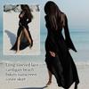 Long Sleeve Summer Beach Cover Up Ruffled Bikini Sunscreen Smock Fashion Beach Dress  for Women