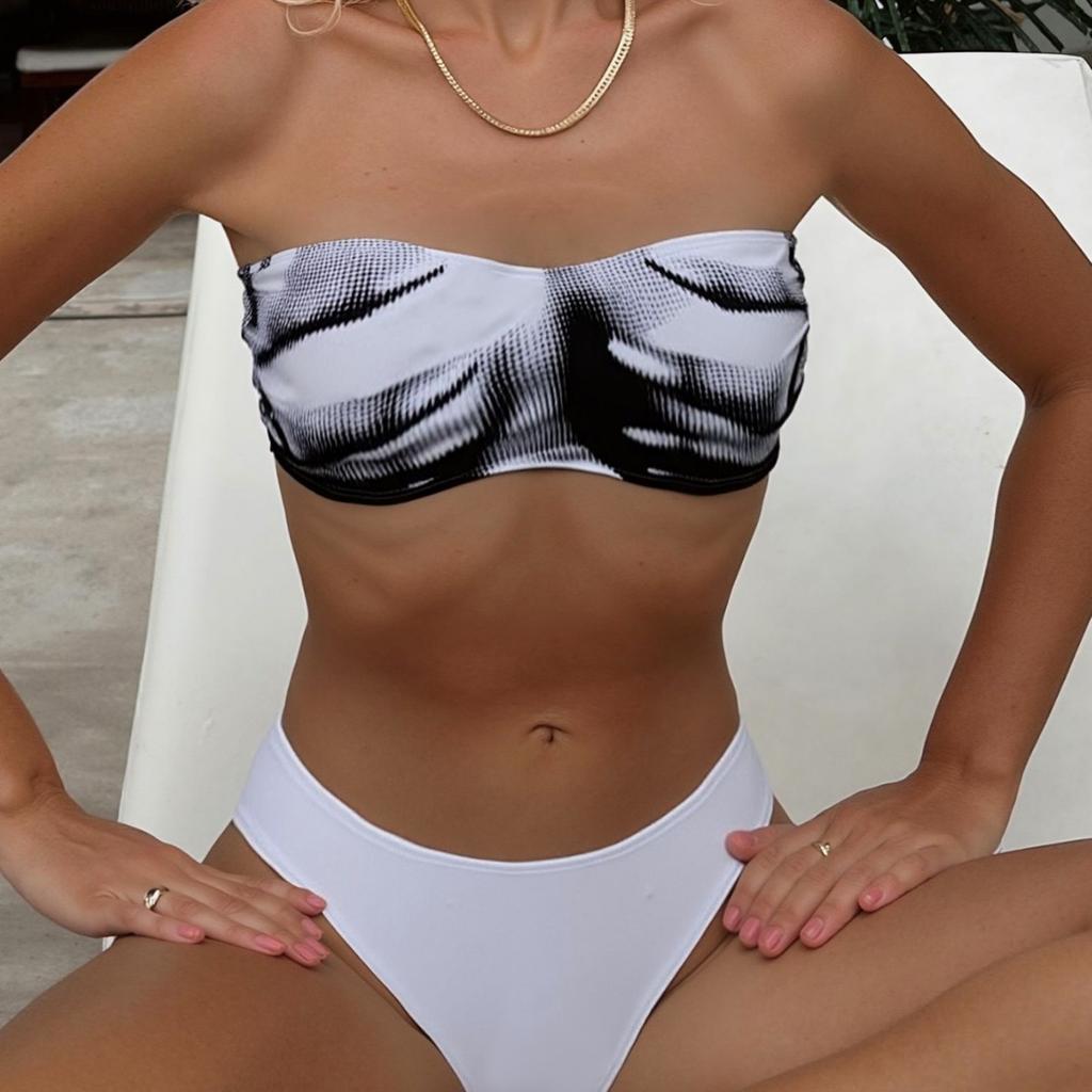 Bandeau Print Sexy Bikini Two Piece Tie Side Set Elegant Comfortable Swimwear