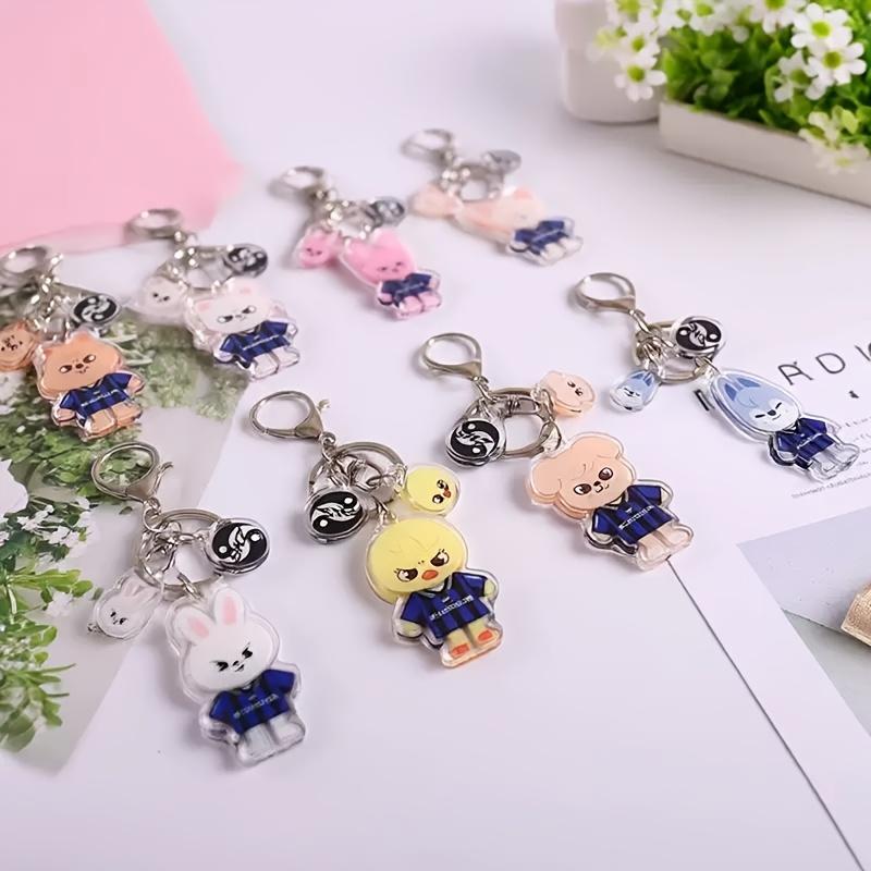 2D Flat SK Theme Keychain, Double-Sided High-Definition Acrylic Key Ring, Composed of 3 High-Quality Pendants, Fashion Bag Charm