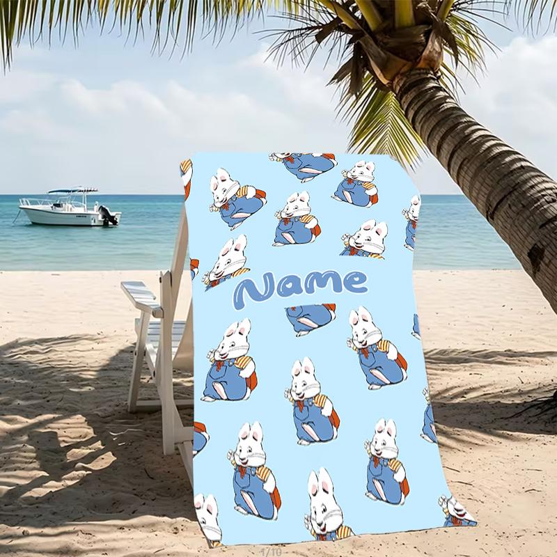 Customizable personalized beach towels Max and Ruby themed designs.Suitable for the beach, yoga, sports;ideal as beach accessories