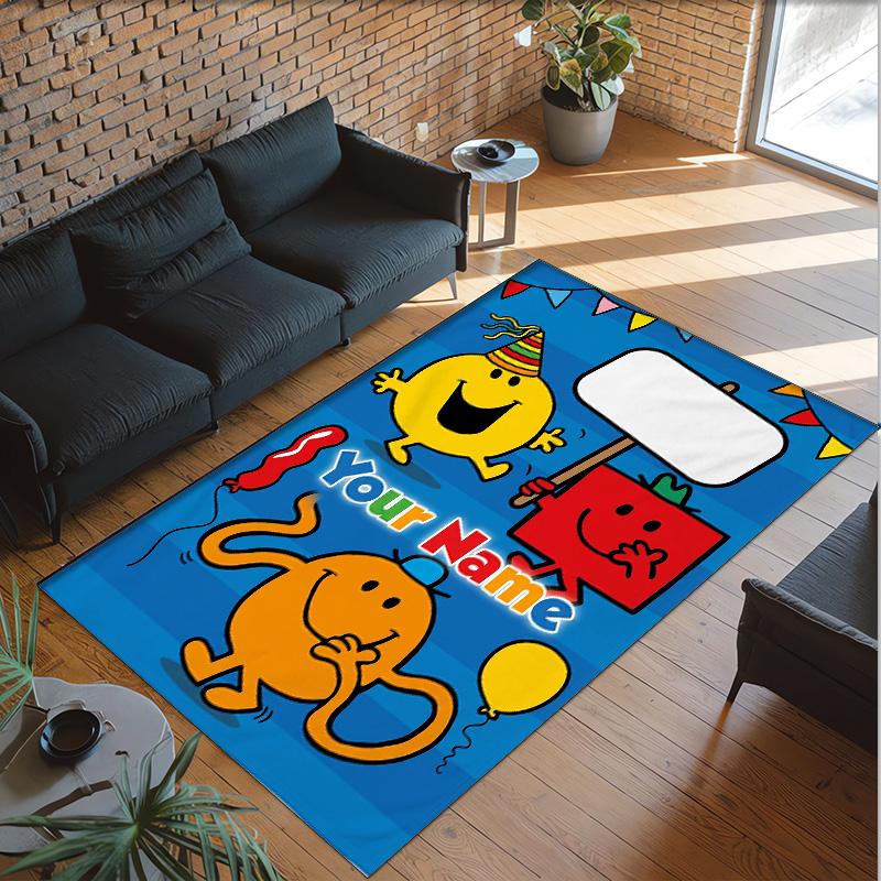 Personalized Crystal Velvet Carpet Custom Name Text,Mr. Men & Little Miss Anti Slip Area Rug For Home Decoration
