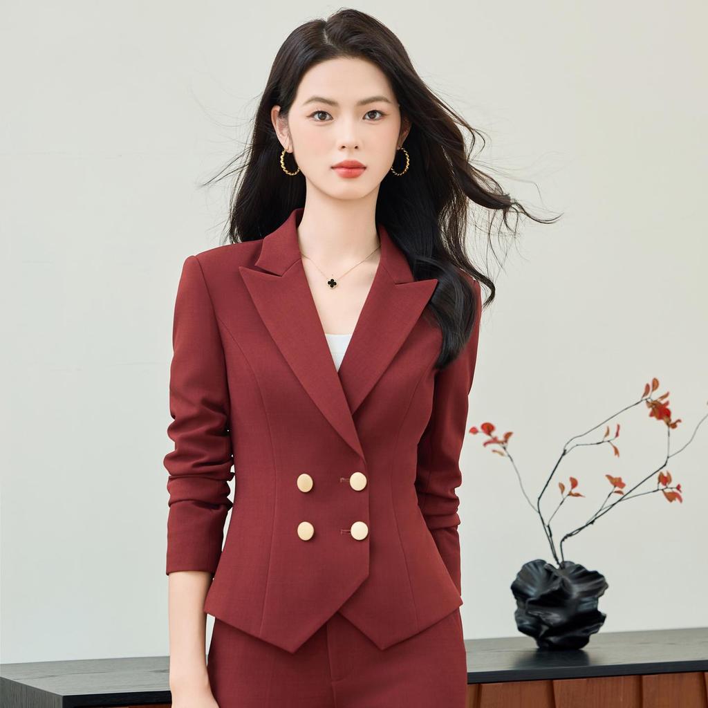 Γυναικείο Δίκουμπο Σετ Κοστουμιού: Μπλέιζερ & Παντελόνι Φθινόπωρο/Χειμώνας