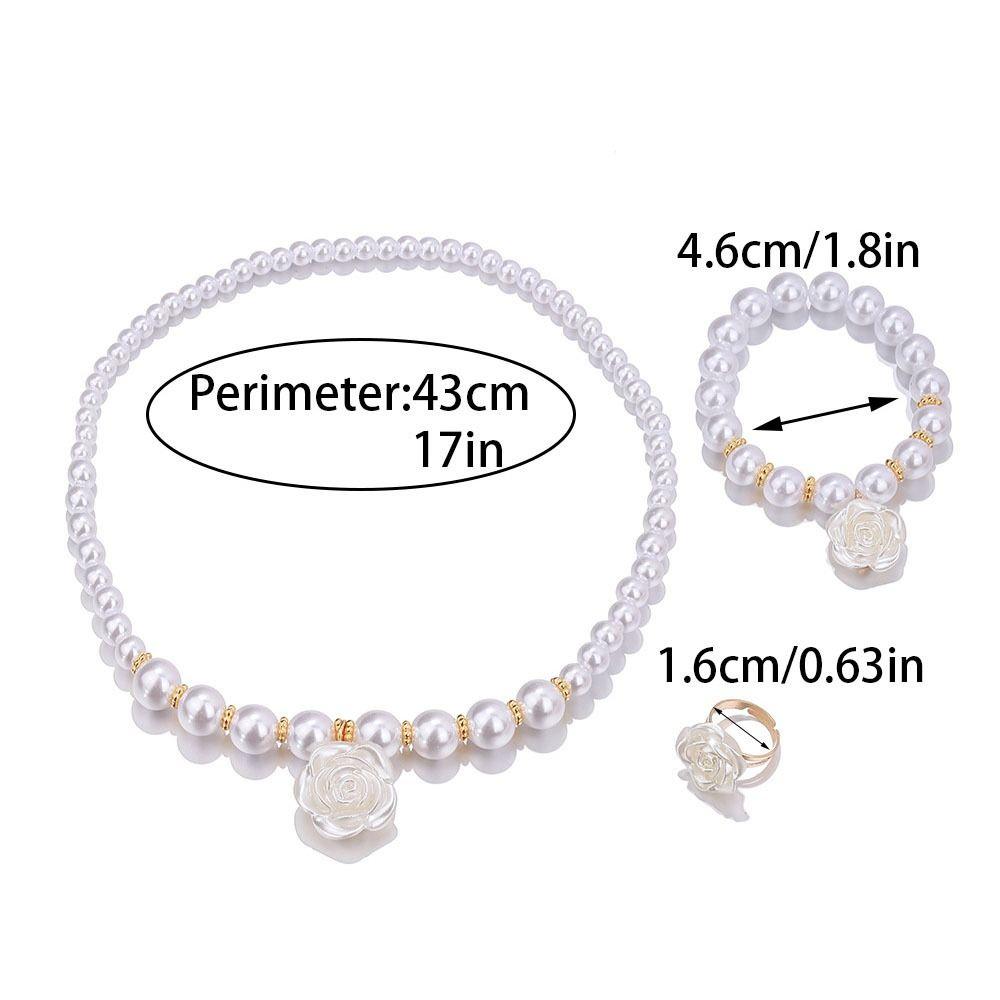 Flower Charm Pearl Elastics Bracelet Acrylic Necklace Bracelet Ring Gifts