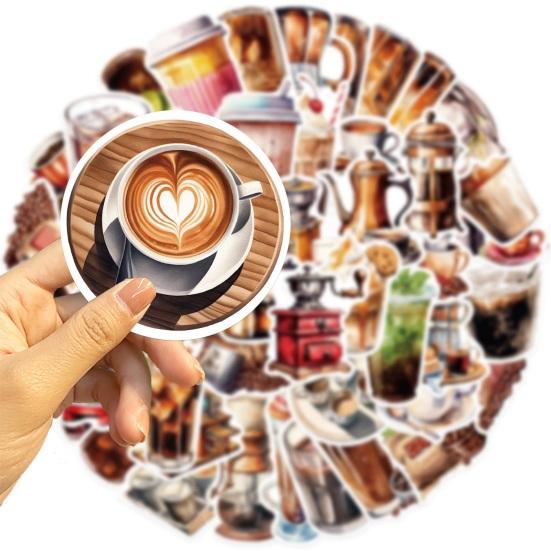 50Pcs/Set Coffee Lovers Sticker Self-adhesive Waterproof PVC DIY Phone Cover Cup Luggage Skateboard Laptop Scrapbook Graffiti Decal Kit