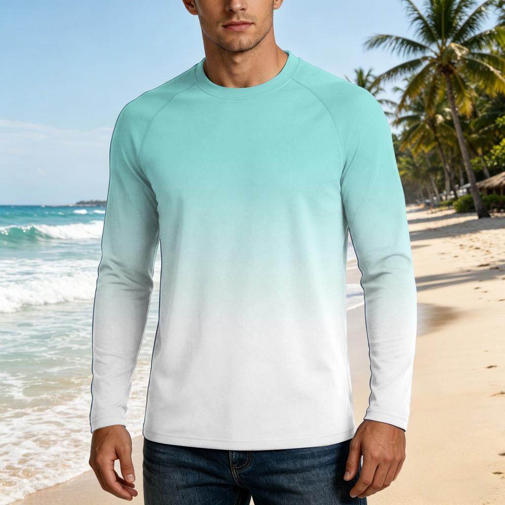 Men's UPF50+ Sun Protection Long Sleeve Shirt Stretch Fabric Lightweight Breathable Outdoor Activewear Top
