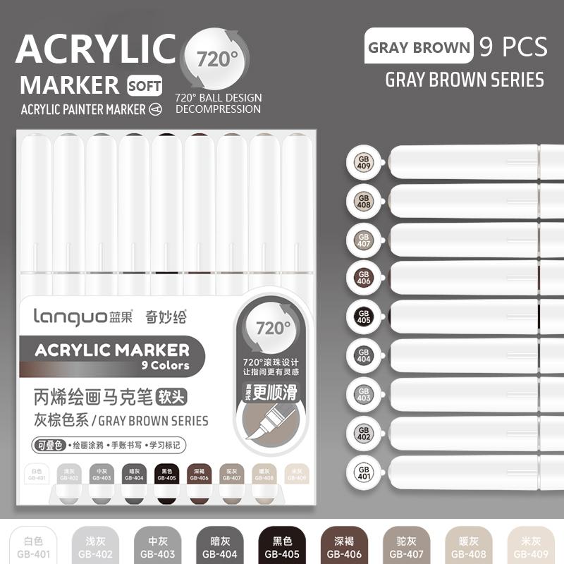 9 Farben/Set Bunte Acrylfarbe Kunstmarker Stift DIY Graffiti Zeichenstifte Für Notizbuch Tagebuch Schreiben Malen Schreibwaren