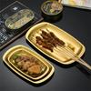 Simple Western Food Beef Plate Gold Tray Barbecue Flat Plate New Circle Plate
