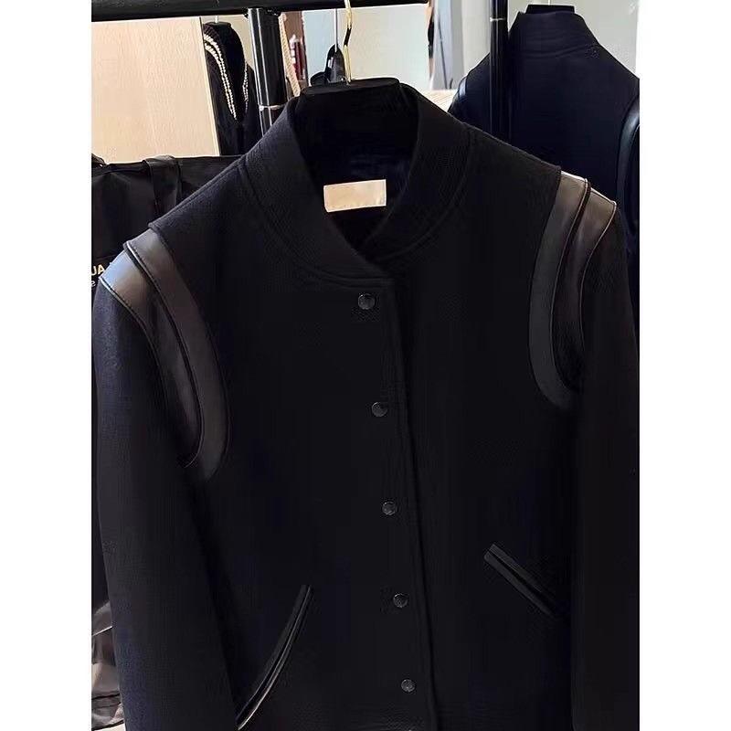 Blouson Bomber Patchwork en Cuir Élégant pour Homme - Tendance Casual Unisexe Printemps/Automne