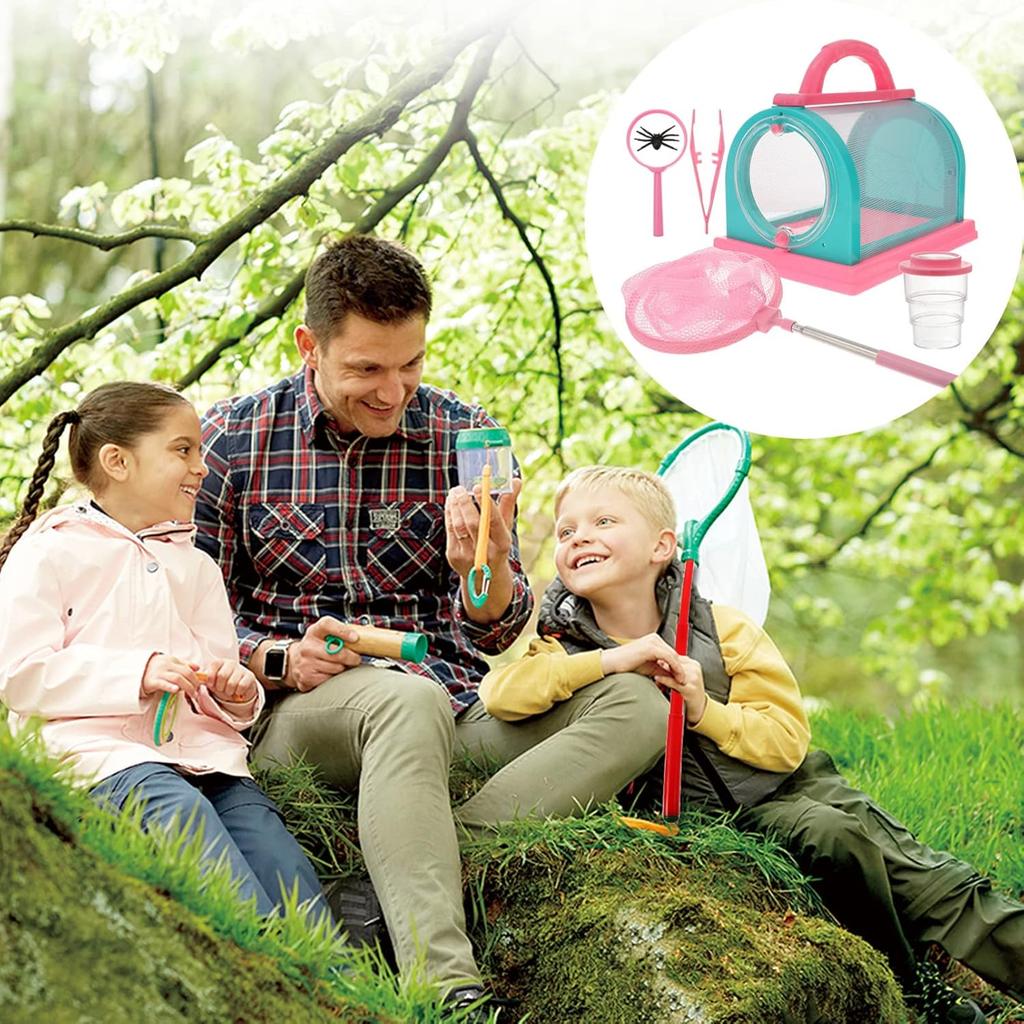 Gadpiparty Kids Insect Catching Tools - Outdoor Exploration Set with Cage, Tweezers, Magnifying Glass, Net & Observation Cup - Learning Toys for