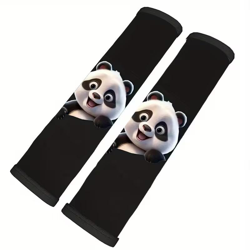 

2 шт. Милые чехлы на ремень безопасности с пандой - Быстрая установка/снятие, Надежная фиксация, Совместимы со всеми автомобилями, грузовиками, внедорожниками