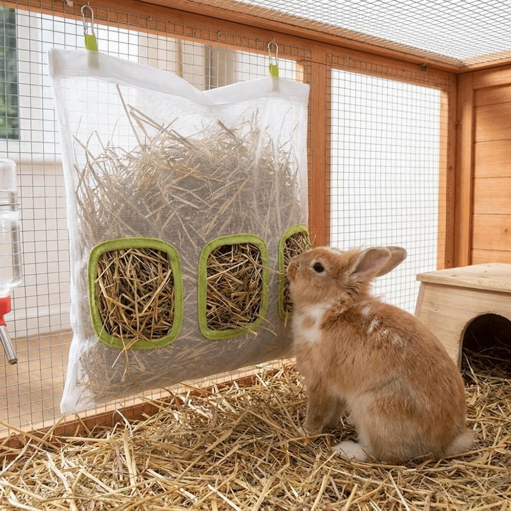 Large Capacity Hanging Hay Feeder Leak-Proof Pet Feeding Bag Hay Storage Bag Indoor