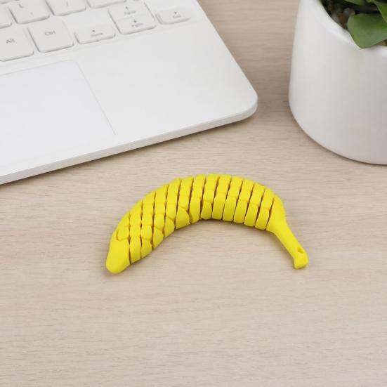 Yousheng 3D Printed Articulated Banana Fidget Toy, Bendable Stress Relief Toy with with Soft Clicking Sound, Built-In Hanging Hole for