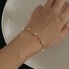 New Simple Imitation Pearl Chain Bracelet for Women Fashion Temperament Gold Color Chain Bracelets Party Hand Ornament Zircon