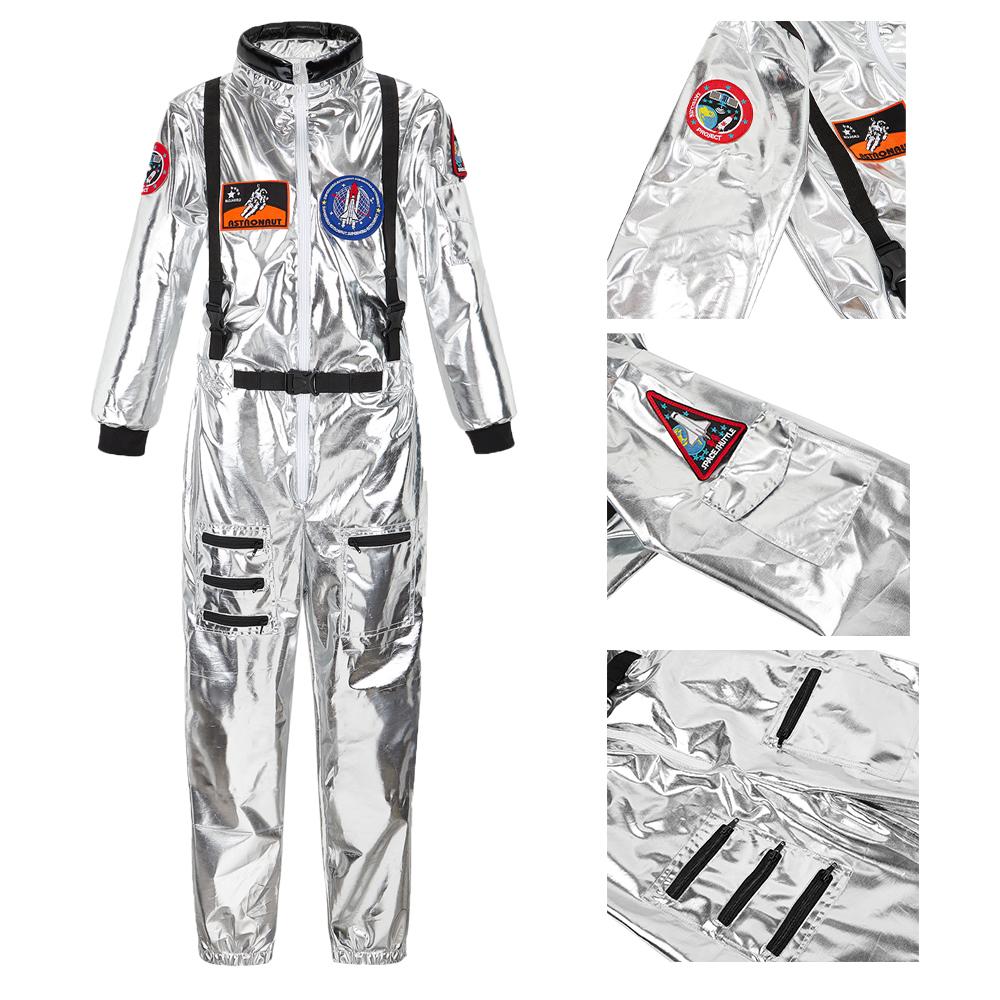 Astronaut Costume for Men Plus Size Halloween Costumes for Couples Astronaut Costume Women Space Suit Spaceman Silver Jumpsuit M&Other