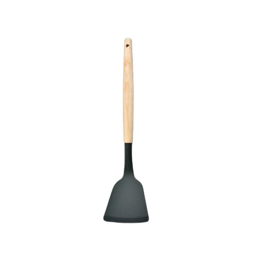 Non-Stick Silicone Spatula with Anti-Scalding Wooden Handle - High-Temperature Resistant Cooking Utensil