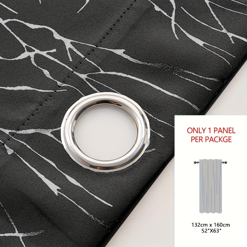 1 Stück Verdunkelungsvorhang mit bronzierendem silbernem Zweig – modern, schlicht, für Schlafzimmer, Balkon, Wohnzimmer, schwebendes Fenster, Bürodekoration, Lichtblockierung