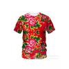 Mens Oversized Casual Short Sleeve T-Shirt With Floral 3D Print Loose Fit Breathable Cotton