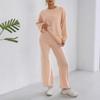 Women Loose Comfortable Solid Color Long Sleeve Sweater Wide Leg Pants Two Piece Loungewear Set