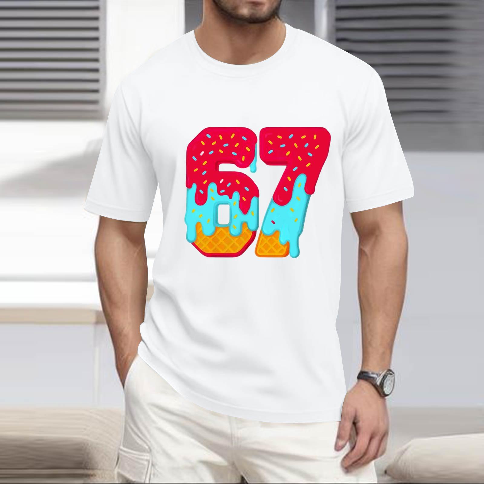 

Men s Popular T-shirt Printed Round Neck Short Sleeve T-shirt XL белый