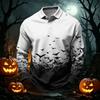 Men's Quick Dry Mesh Long Sleeve Golf Shirt with Halloween Print for Casual Wear