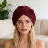 Turban Hoed Effen Kleur Elastisch Geknoopt Ontwerp Hoofddoek Verdikte Wafelstructuur Indiase Etnische Stijl Turban Hoed Hoofddeksel