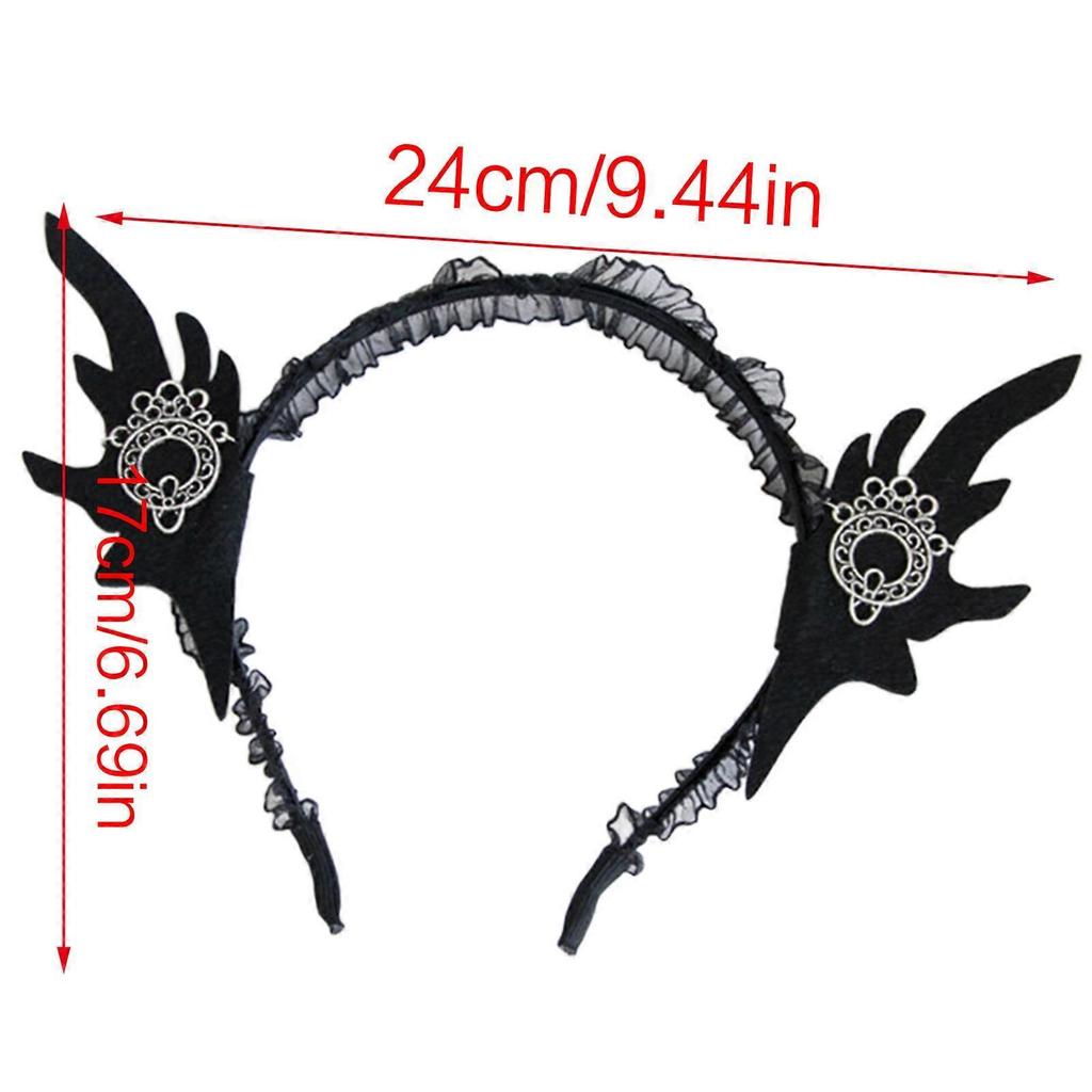 Unique Halloween Rabbit Ear Lace Headband Hair Accessories Halloween Decorations Party Must Have Hair Hoop Women  Black