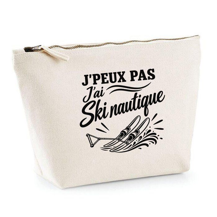 Trousse de toilette - PLANETEE - J'peux pas minimaliste (Ski nautique) - Beige - 100% coton - 3 L