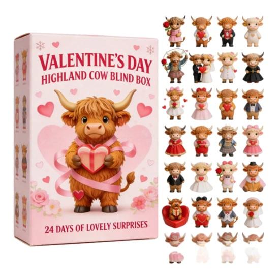 

Календар Адвенту «Високогірна корова» до Дня святого Валентина з 2D акриловою підвісною прикрасою 24 дні Лічильник-коробка Подарунок на свято A